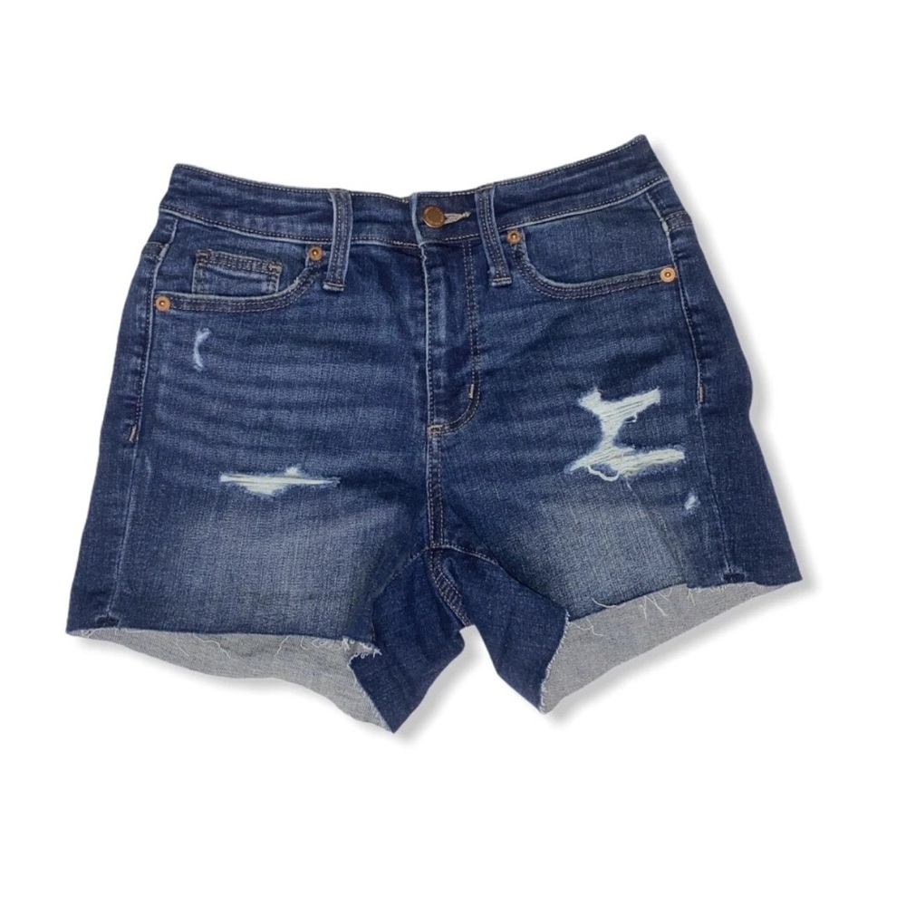 Women's Blue Denim Shorts - Picture 2 of 8